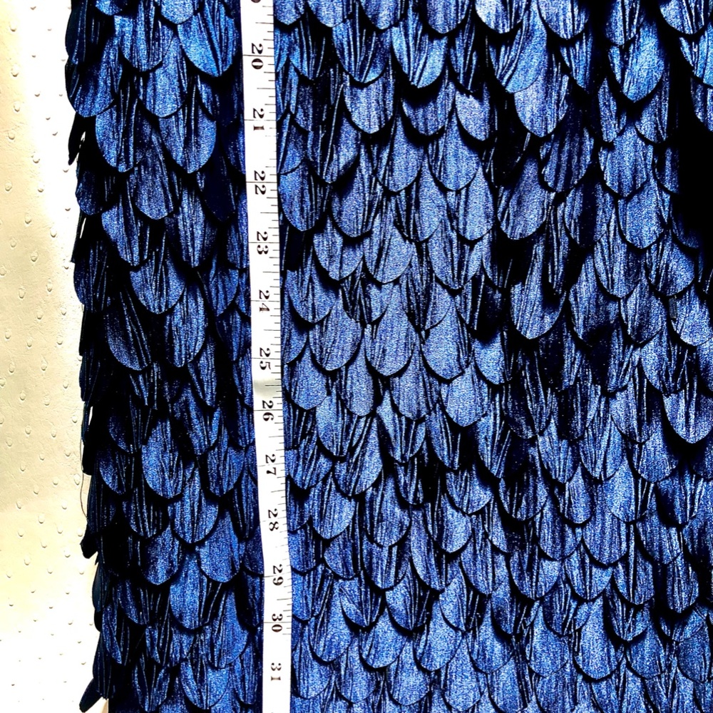 NWT Akira X Ammo The Leafette--Navy Feathered Cocktail Dress, Size S - Picture 7 of 11